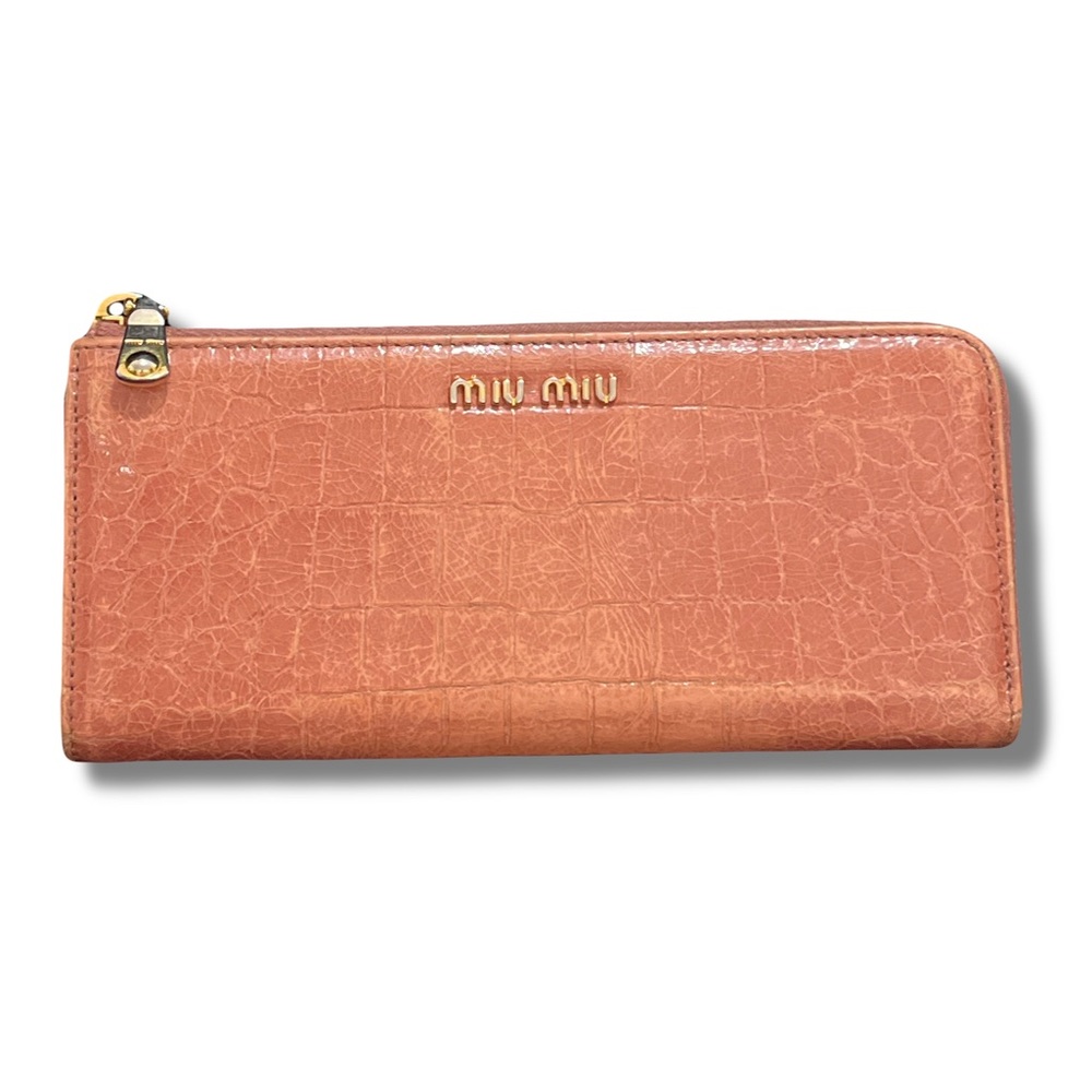 COPY - ✨MIU MIU✨ Full Inclusion Croc Embossed Long Continental Zip Wallet Pink …